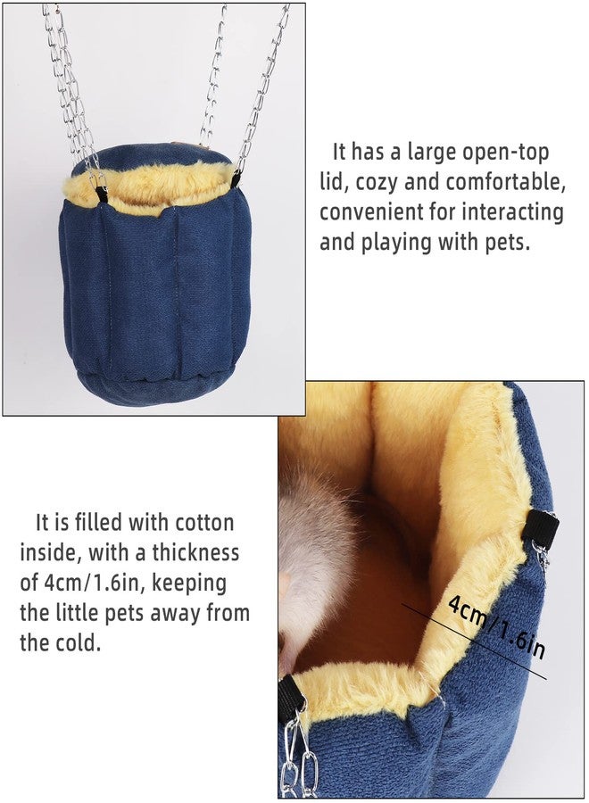 HardcorePet Sugar Glider Pouch, Rat Hanging Bed, Chipmunks Warm Bed, Rat Cage Accessories, Small Pet Animals Bed Dutch Pig Hamster Nest, Syrian Hamster Habitat Mini House, Play and Sleeping (Blue) - Image 5